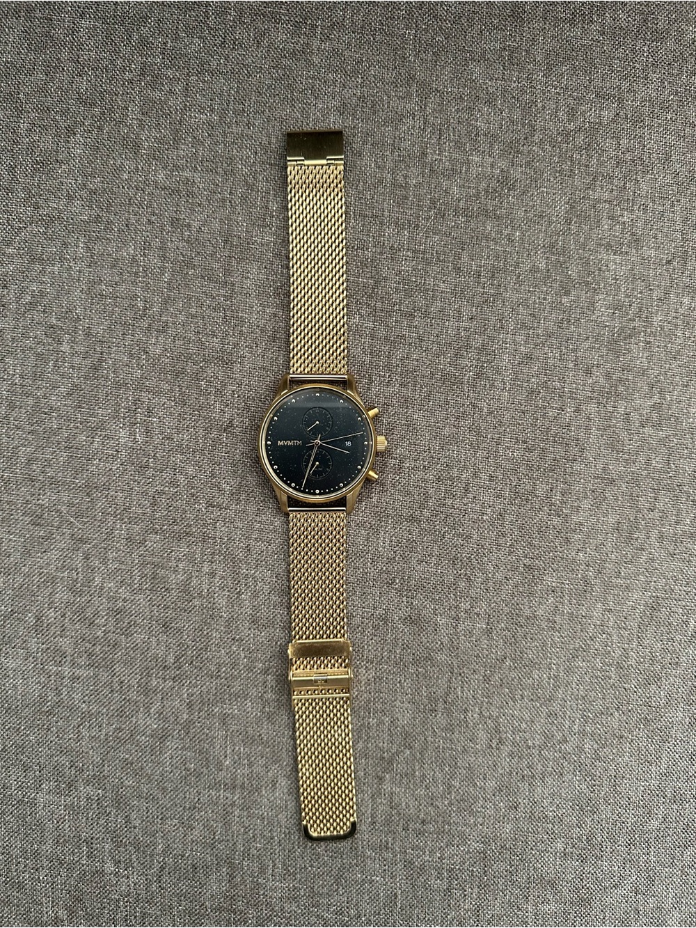 MVMT Gold Mesh Chronograph Watch with Black Dial - Voyager